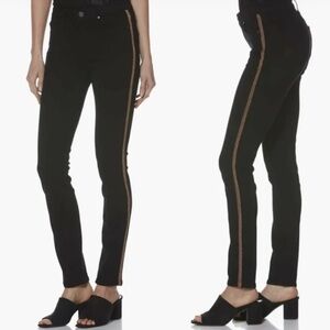Paige Black Hoxton Ankle Side Gold Sparkles Jeans Size 32